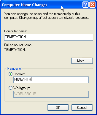 The Computer Name Changes Panel Domain MIDEARTH