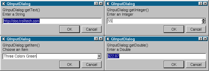 Input Dialogs